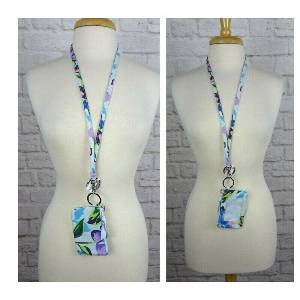 Vera Bradley Marian Floral Zip ID Card Case & Lanyard ID Holder 2-PC Boho NWT